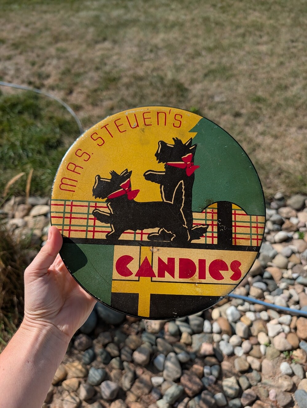 Vintage 50s Stevens Candies Chicago Scottish Terrier Christmas Tree Plaid Retro